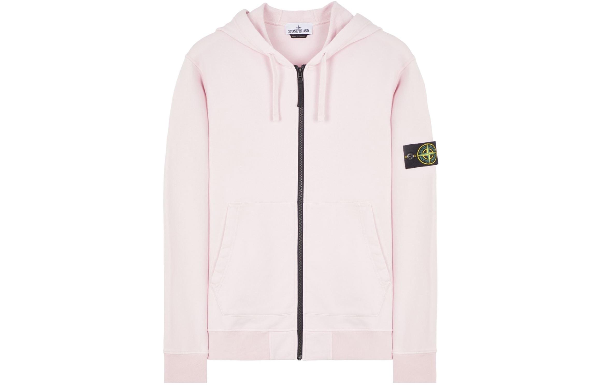 Stone Island SS24 Classic Logo Zip-Up Hoodie Unisex Light Pink 801564251-V0080 圖 2