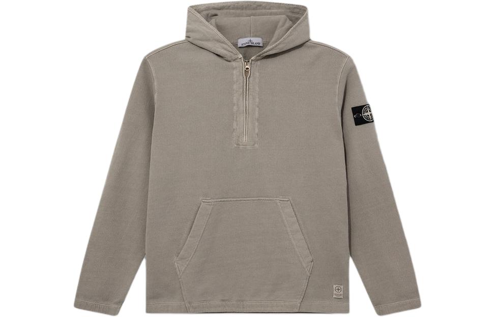 Stone Island SS24 Closed Loop Rare White Label Logo Hoodie Khaki 8015636T3-V0064