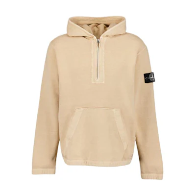 Stone Island SS24 Closed Loop Rare White Logo Patch Hoodie Beige Men’s Long Sleeve 8015636T3-V0091