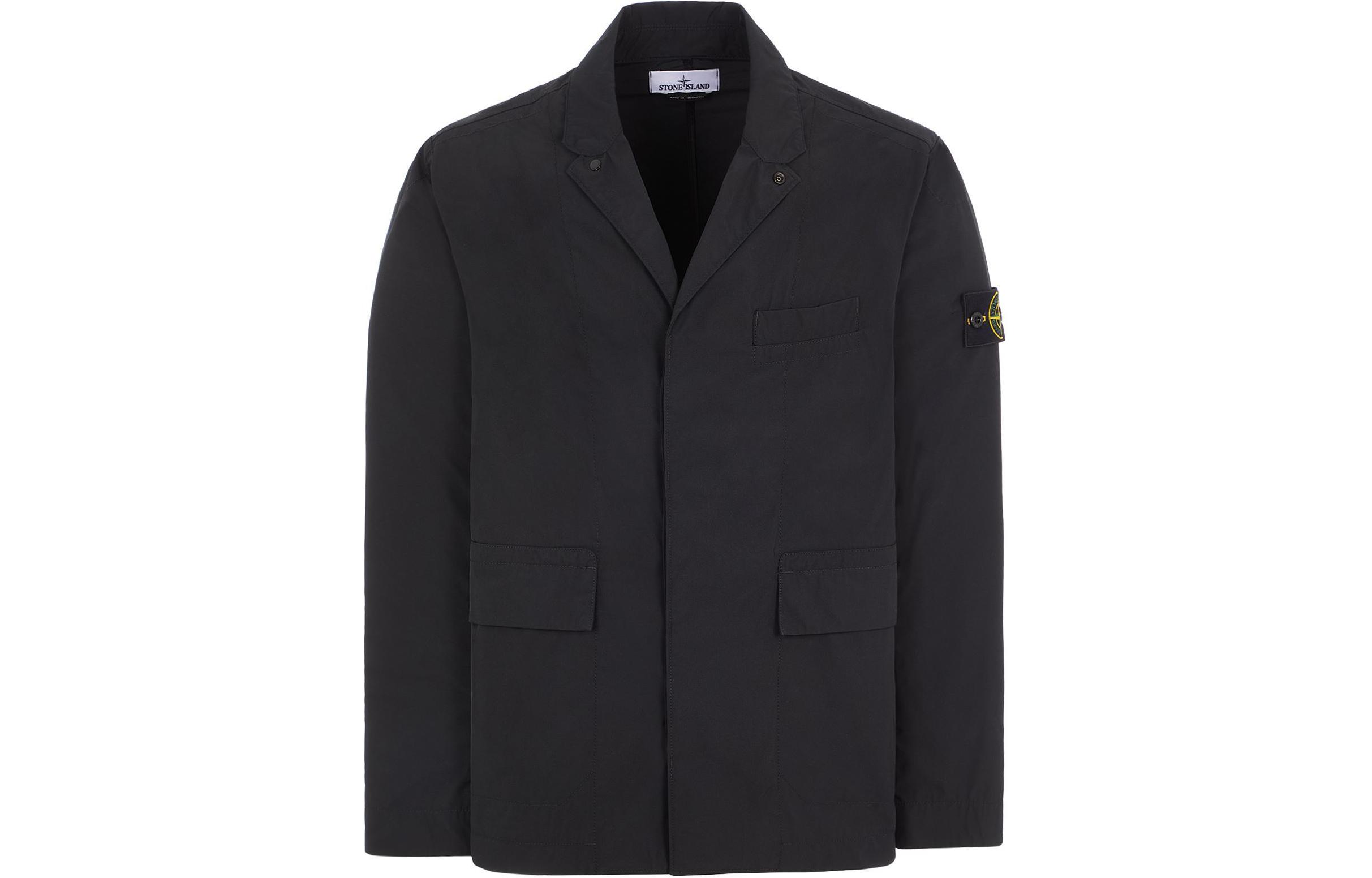 Stone Island SS24 Compass Logo Blazer Jacket Black 8015A0226-V0029