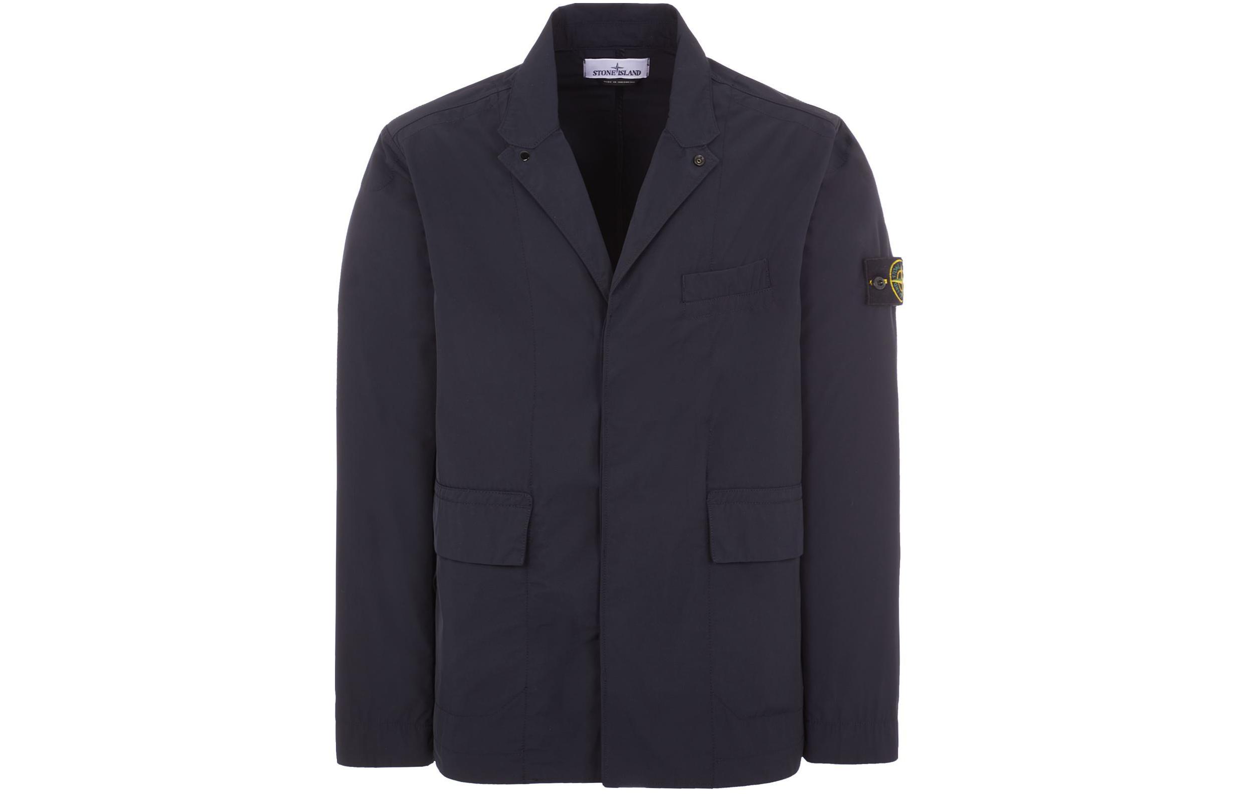 Stone Island SS24 Compass Logo Blazer Jacket Navy Blue 8015A0226-V0020