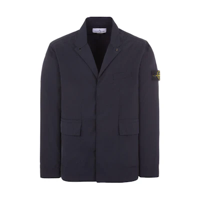 Stone Island SS24 Compass Logo Blazer Jacket Navy Blue 8015A0226-V0020