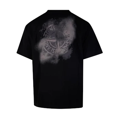 STONE ISLAND SS24 Dirtyfit Letter Print Unisex Black Crewneck T-Shirt. 80152RCE6-V0029