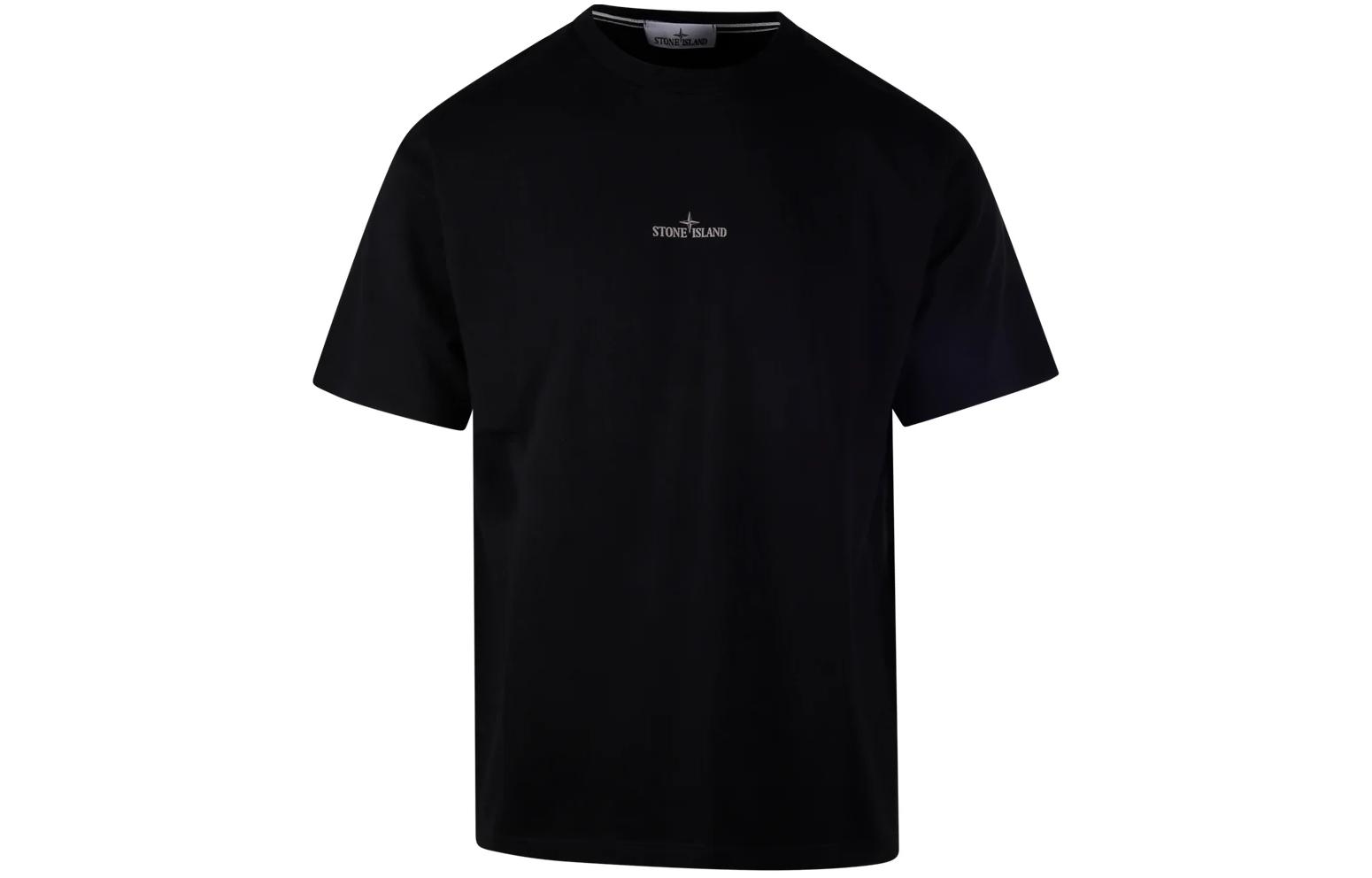 Lookbook STONE ISLAND SS24 Dirtyfit Cetak Huruf Unisex Crewneck Hitam T-Shirt. 80152RCE6-V0029