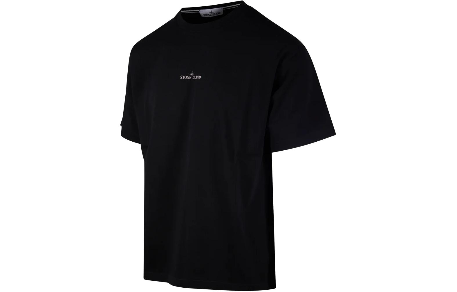 Shop STONE ISLAND SS24 Dirtyfit Cetak Huruf Unisex Crewneck Hitam T-Shirt. 80152RCE6-V0029