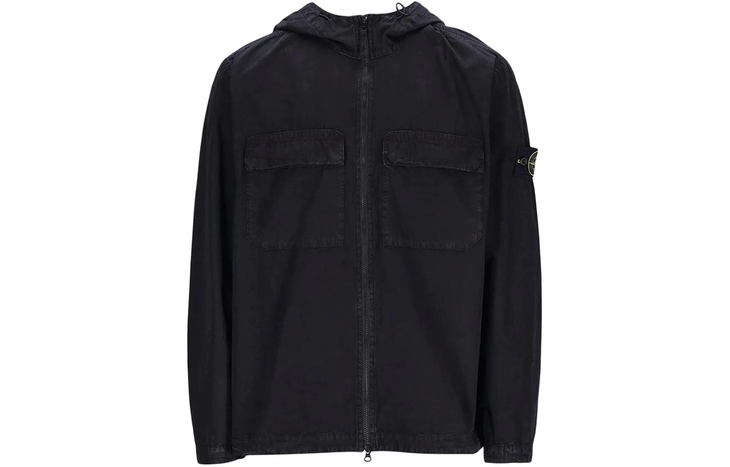 STONE ISLAND SS24 Faded Cotton Canvas Hooded Zip Shirt Jacket Black Menswear 8015106WN-V0129 圖 2