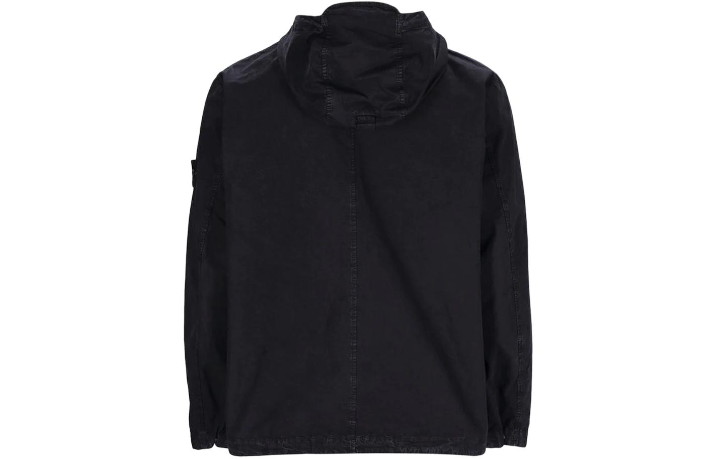 STONE ISLAND SS24 Faded Cotton Canvas Hooded Zip Shirt Jacket Black Menswear 8015106WN-V0129 圖 3