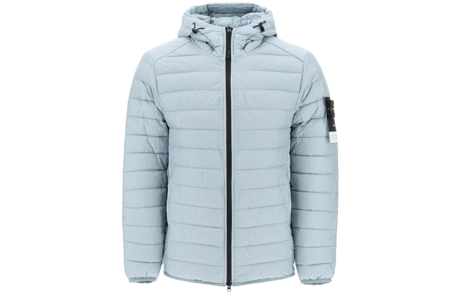 Stone Island SS24 Frost Blue Lightweight Quilted Down Jacket Unisex with Logo Patch 801540124-V0041