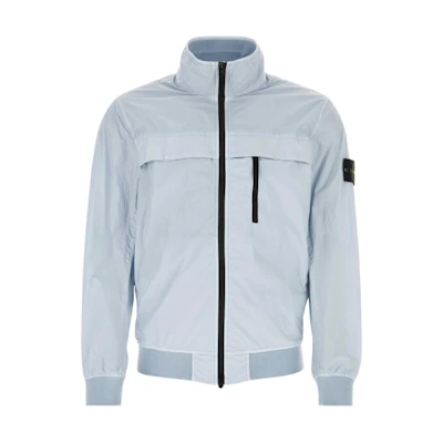 STONE ISLAND SS24 Frost Blue Logo Badge Zip Pocket Long Sleeve Jacket Men. 801541022-V0041