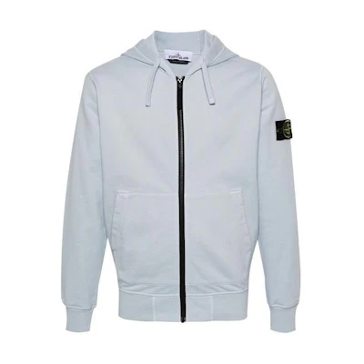 STONE ISLAND SS24 Frost Blue Logo Hoodie Unisex Casual Wear. 801564251-V0041