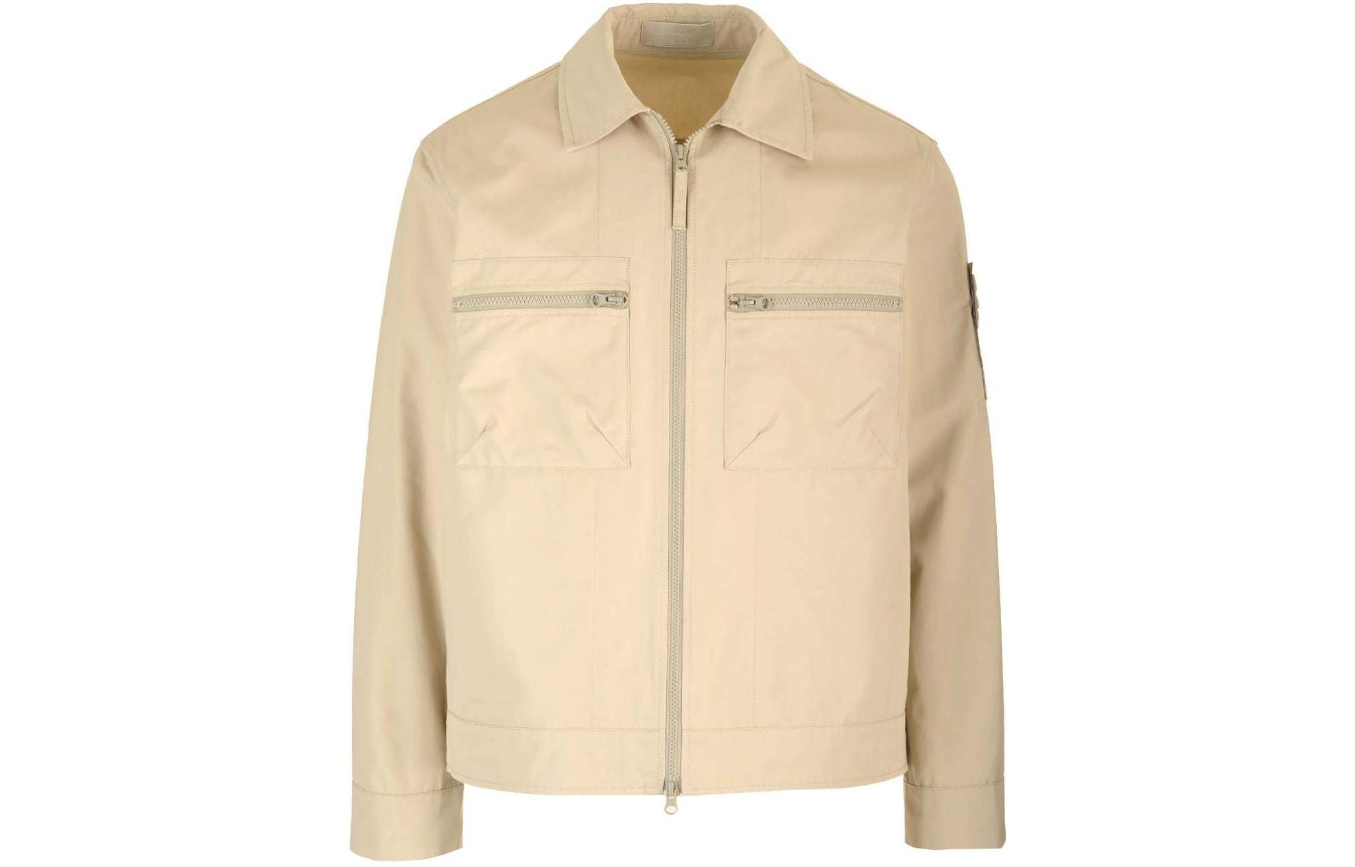 Stone Island SS24 Ghost Pieces Beige Zip-Up Jacket with Collar Outerwear 8015432F1-V0090