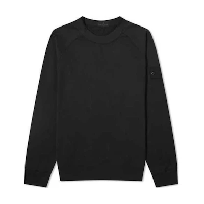 STONE ISLAND SS24 Ghost Pieces Black Label Lightweight Cotton Crewneck Sweater Black 8015654F3-V0029