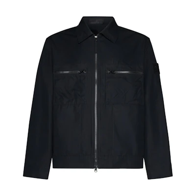 Stone Island SS24 Ghost Pieces Black Label Zip-Up Collar Jacket Black 8015432F1-V0029