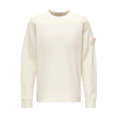Stone Island SS24 Ghost Pieces Cotton Ribbed Crewneck Sweatshirt Off White 8015654F3-V0099