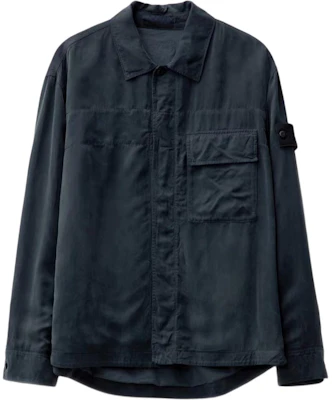 Stone Island SS24 Ghost Pieces Cupro Satin Overshirt Navy Blue Shirt. 8015111F2-V0020 Buy Stone Island SS24 Ghost Pieces Cupro Satin Overshirt Navy Blue Shirt. 8015111F2-V0020