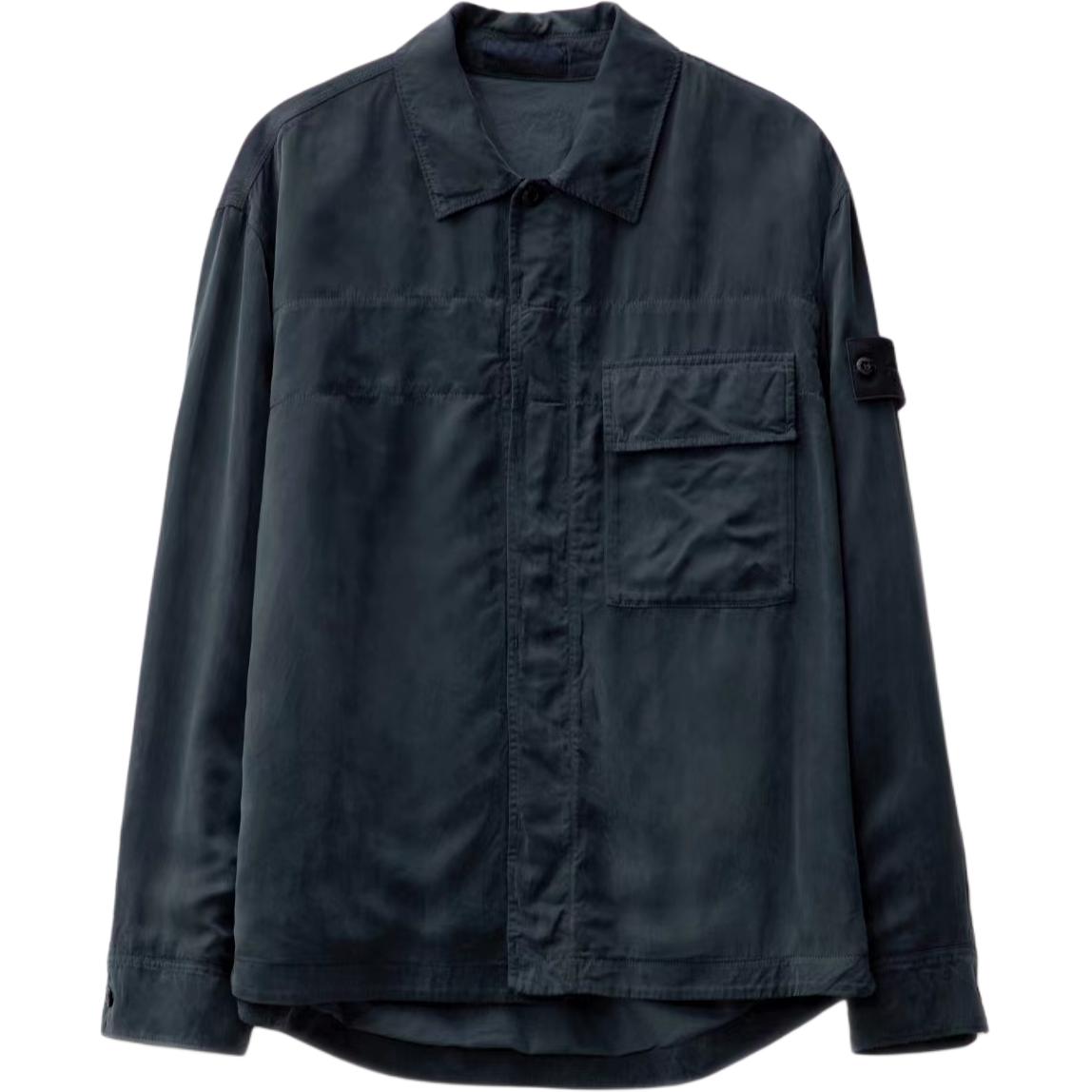 Order Stone Island SS24 Ghost Pieces Cupro Satin Overshirt Navy Blue  Shirt. 8015111F2-V0020