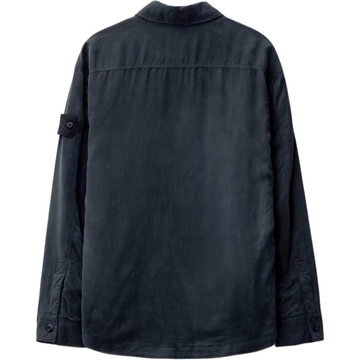 Lookbook Stone Island SS24 Ghost Pieces Cupro Satin Overshirt Navy Blue  Shirt. 8015111F2-V0020