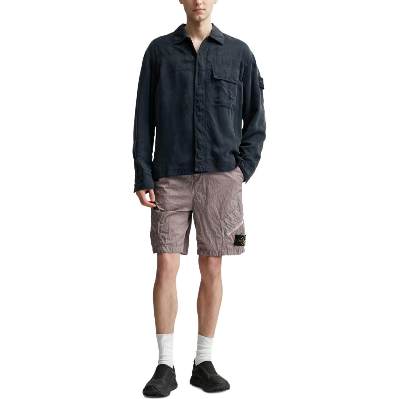 Details for Stone Island SS24 Ghost Pieces Cupro Satin Overshirt Navy Blue  Shirt. 8015111F2-V0020