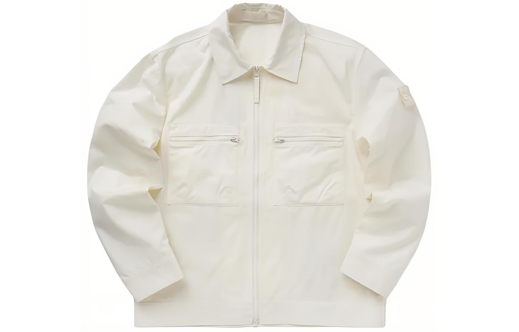 Stone Island SS24 Ghost Pieces White Label Zip-Up Jacket White 8015432F1-V0099