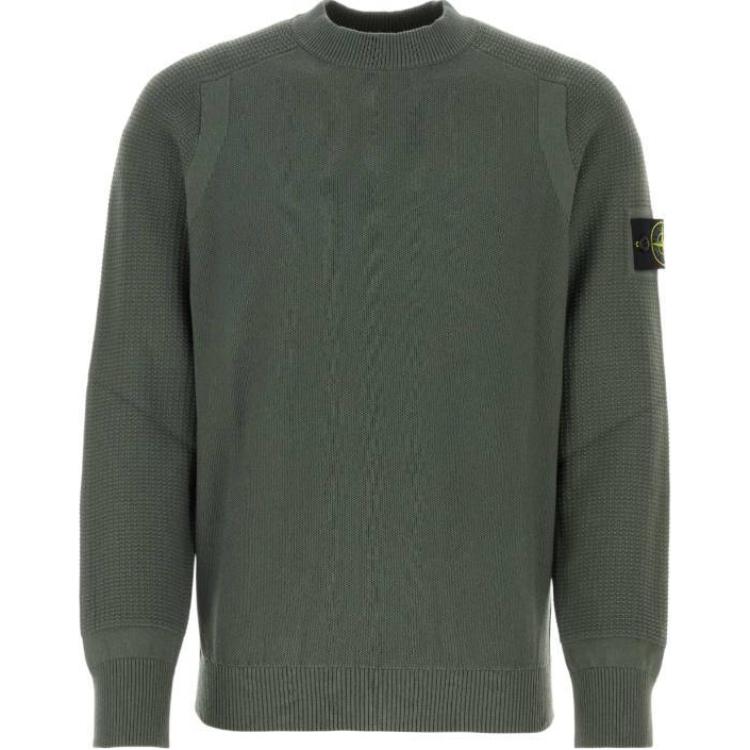 Stone Island SS24 Green Logo Crewneck Long Sleeve Sweatshirt 8015536B4-V0059