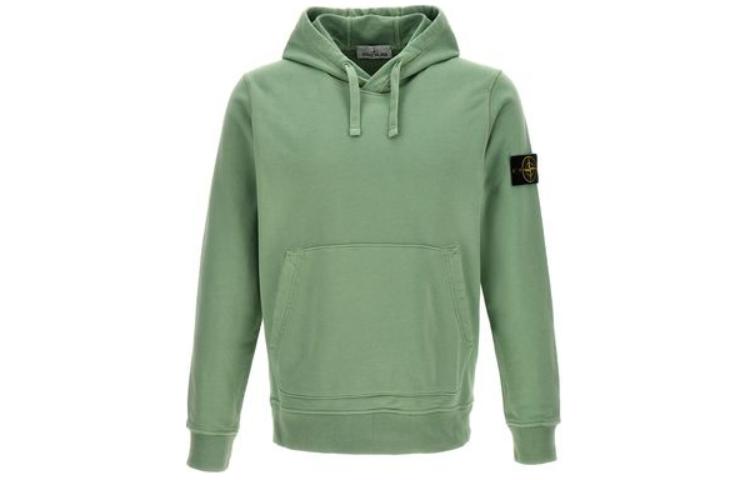 Stone Island SS24 Green Logo Patch Hoodie Long Sleeve Sweater 801564151-V0052