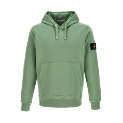 Stone Island SS24 Green Logo Patch Hoodie Long Sleeve Sweater 801564151-V0052