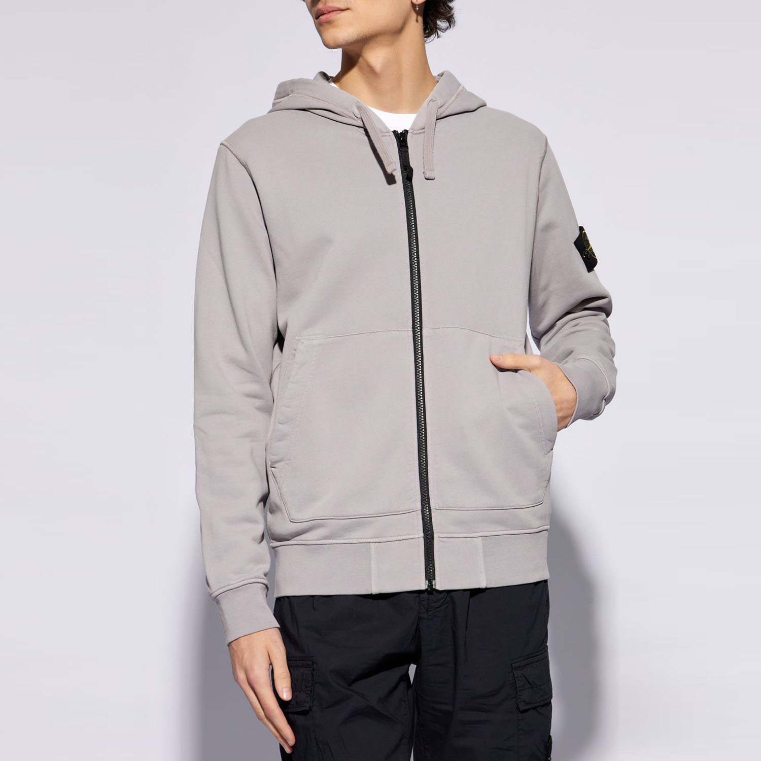 STONE ISLAND SS24 Grey Badge Zip-Up Hoodie Casual Jacket for Men. 801564251-V0064 圖 3