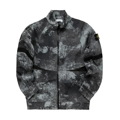 Stone Island SS24 Grey Camo Print Zip-Up High Collar Jacket 8015661E1-V0060