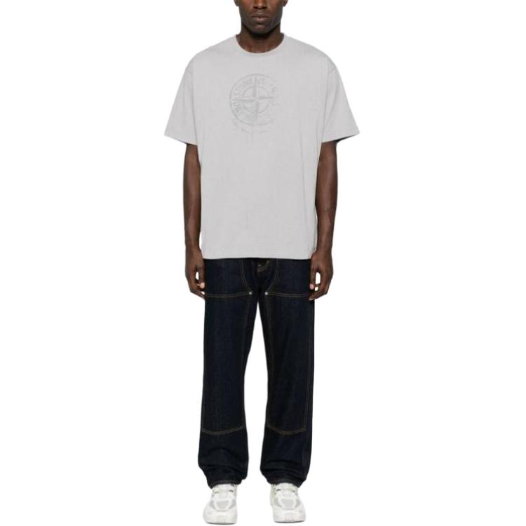 Shop Stone Island SS24 灰色羅盤標誌短袖T恤 80152RC87-V0064