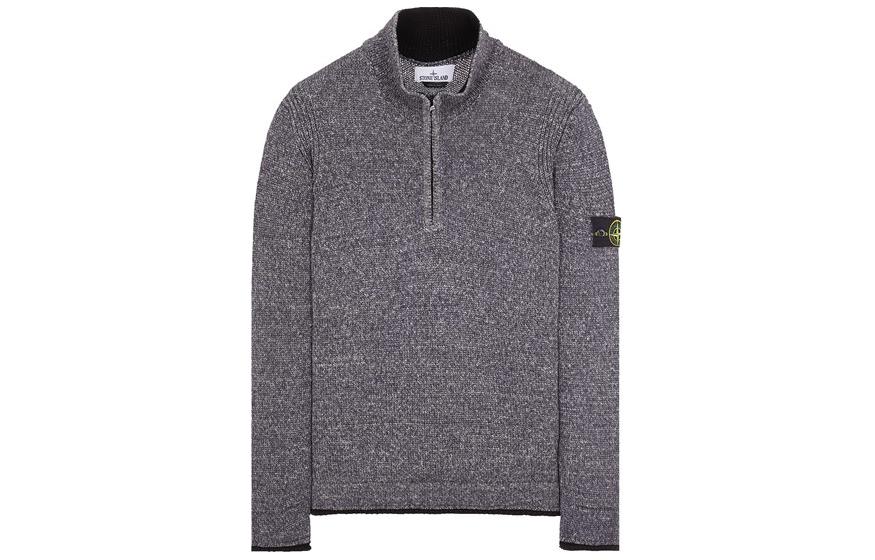 Stone Island SS24 Grey Half-Zip Pullover Logo Sweatshirt Loose Fit 8015522B3-V0029