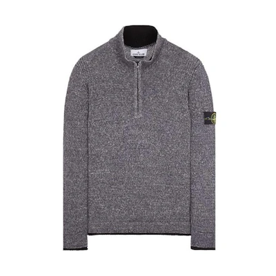 Stone Island SS24 Grey Half-Zip Pullover Logo Sweatshirt Loose Fit 8015522B3-V0029