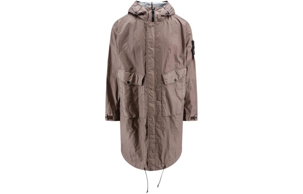 Stone Island SS24 Grey Membrana 3L TC Mid-Length Hooded Jacket for Men 801570723-V0092