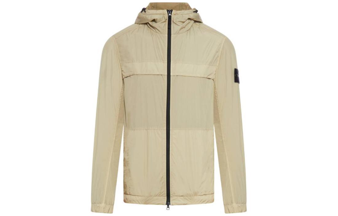 Stone Island SS24 Khaki Recycled Nylon Softshell Jacket with Zipper Pockets 801540922-V0095