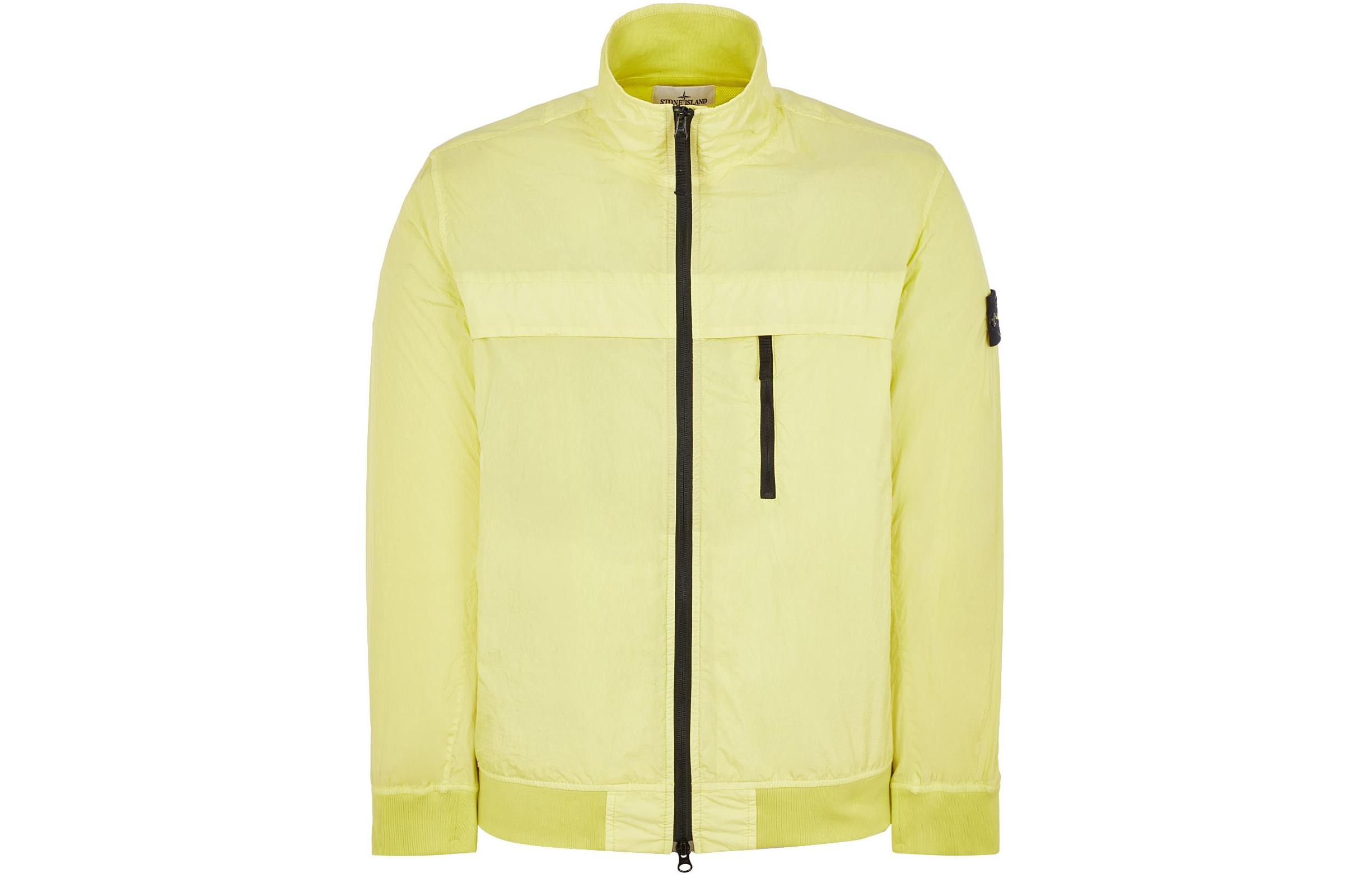 Stone Island SS24 Lemon Yellow Lightweight Jacket with Logo Patch for Men 801541022-V0031