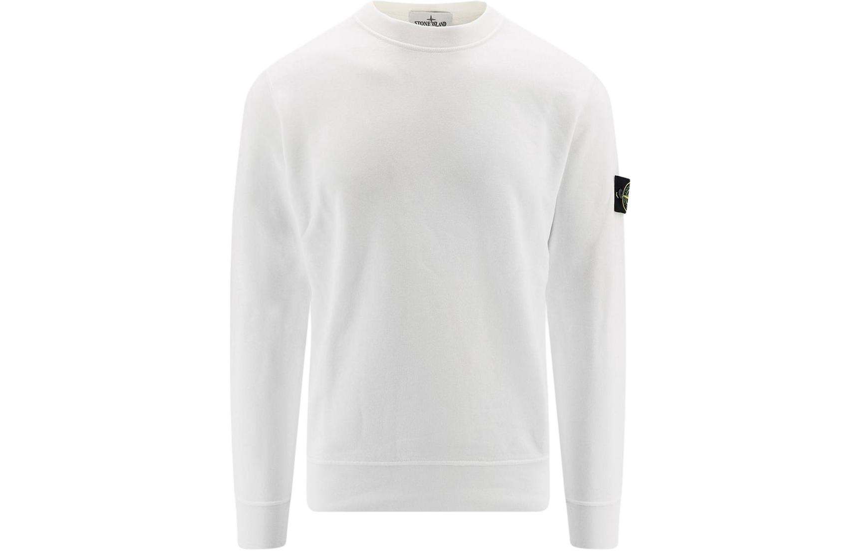 Stone Island SS24 Letter Print Crewneck Sweatshirt White Mens 801563051-V0001