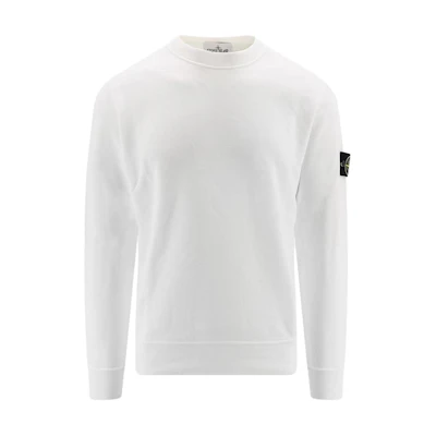 Stone Island SS24 Letter Print Crewneck Sweatshirt White Mens 801563051-V0001