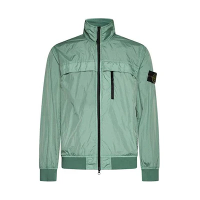 Stone Island SS24 Light Green Nylon Jacket with Logo Patch & Chest Pocket 801541022-V0052