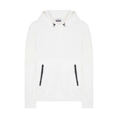 Stone Island SS24 Lightweight Drawstring Hoodie with Zipper Pockets White Men 801565777-V0001