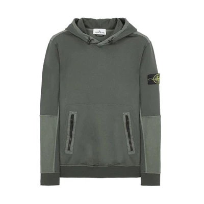 Stone Island SS24 Lightweight Drawstring Hoodie Zip Pocket Men Moss Green 801565777-V0059