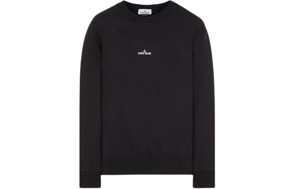 Stone Island SS24 Logo Crewneck Sweatshirt Black Long Sleeve Sweater 791566563-V0029