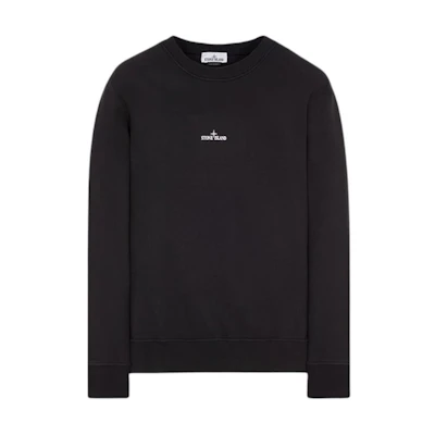 Stone Island SS24 Logo Crewneck Sweatshirt Black Long Sleeve Sweater 791566563-V0029