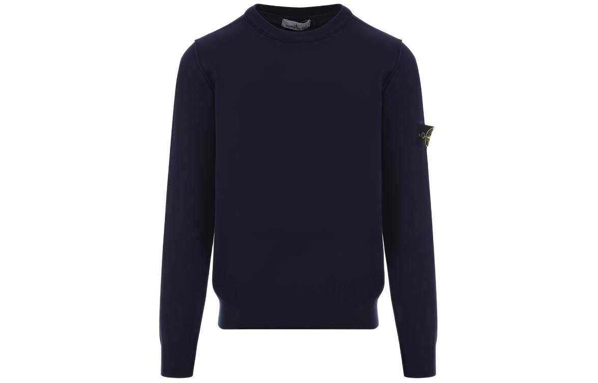 Stone Island SS24 Logo Patch Pullover Long Sleeve Sweatshirt Navy Blue 8015540B2-A0020