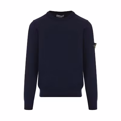 Stone Island SS24 Logo Patch Pullover Long Sleeve Sweatshirt Navy Blue 8015540B2-A0020