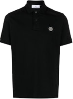 STONE ISLAND SS24 Logo Print Black Cotton Polo Shirt for Men. 80152SC17-V0029 STONE ISLAND SS24 Logo Print Black Cotton Polo Shirt for Men. 80152SC17-V0029