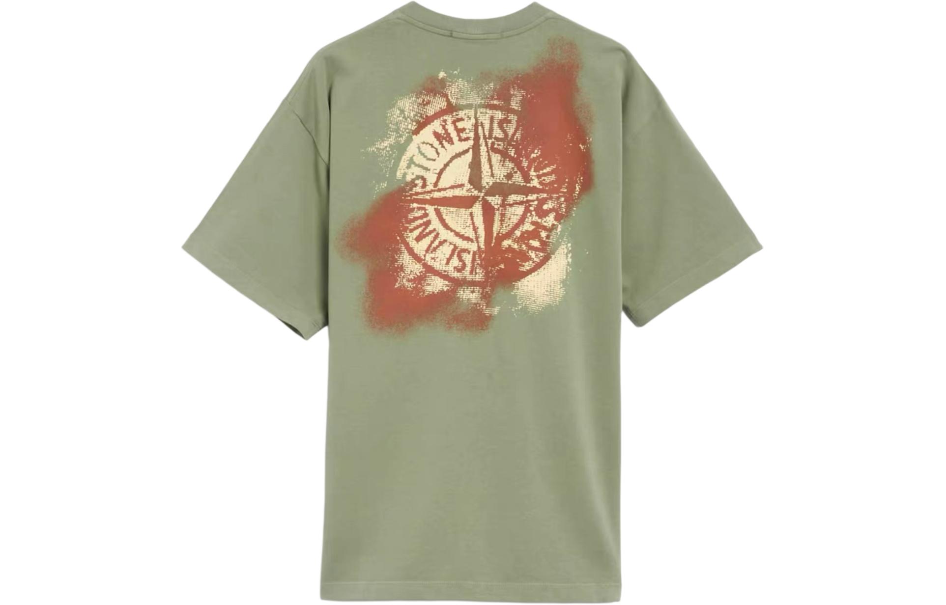 Order STONE ISLAND SS24 標誌印花圓領T恤 男款短袖鼠尾草綠。 80152RCE6-V0055