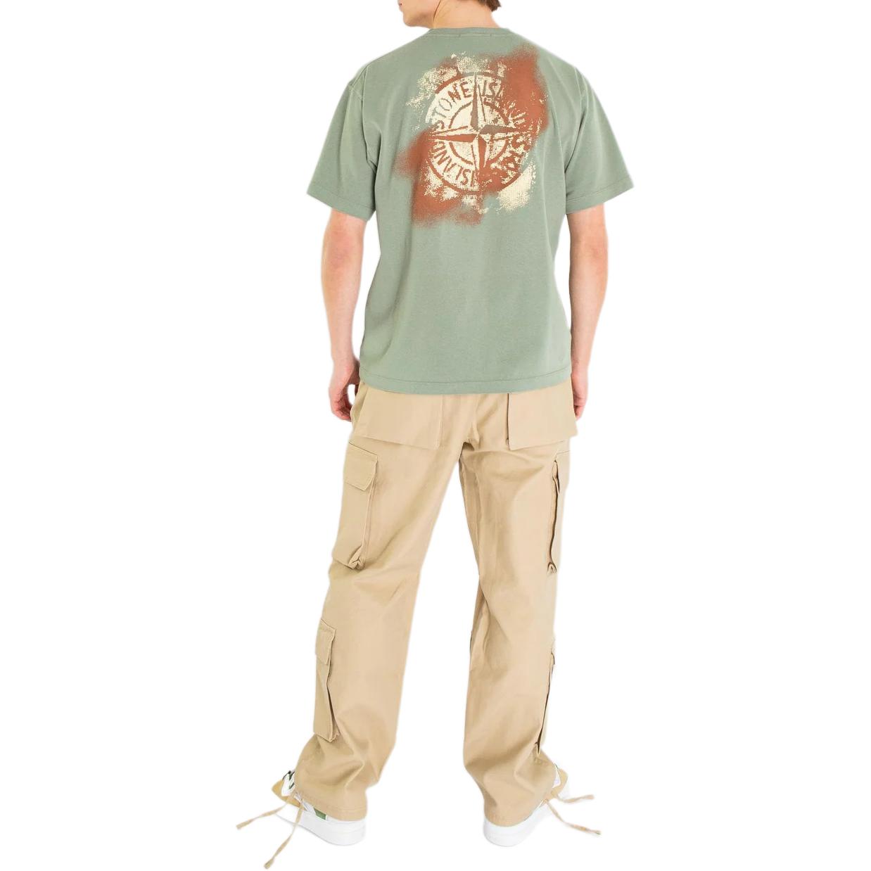 Details for STONE ISLAND SS24 標誌印花圓領T恤 男款短袖鼠尾草綠。 80152RCE6-V0055