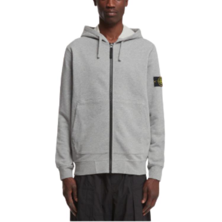 STONE ISLAND SS24 Logo Zip-Up Hoodie Grey  Long Sleeve Jacket 801564251-A0M64 圖 4