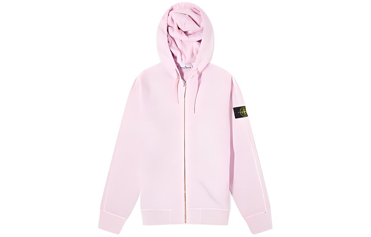 Stone Island SS24 Logo Zip-Up Hoodie Unisex Pink 801563160-V0180