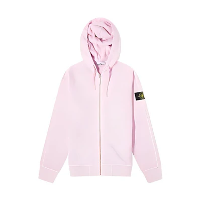 Stone Island SS24 Logo Zip-Up Hoodie Unisex Pink 801563160-V0180