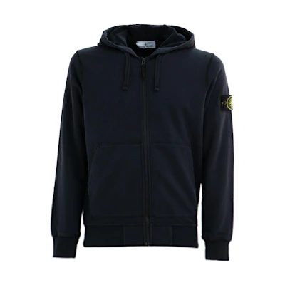 Stone Island SS24 Logo Zip Hoodie Jacket Navy Blue Menswear 801564251-A0020